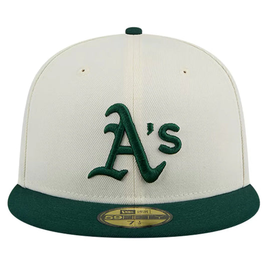 Oakland Athletics New Era Evergreen Chrome 59FIFTY Fitted Hat - Cream